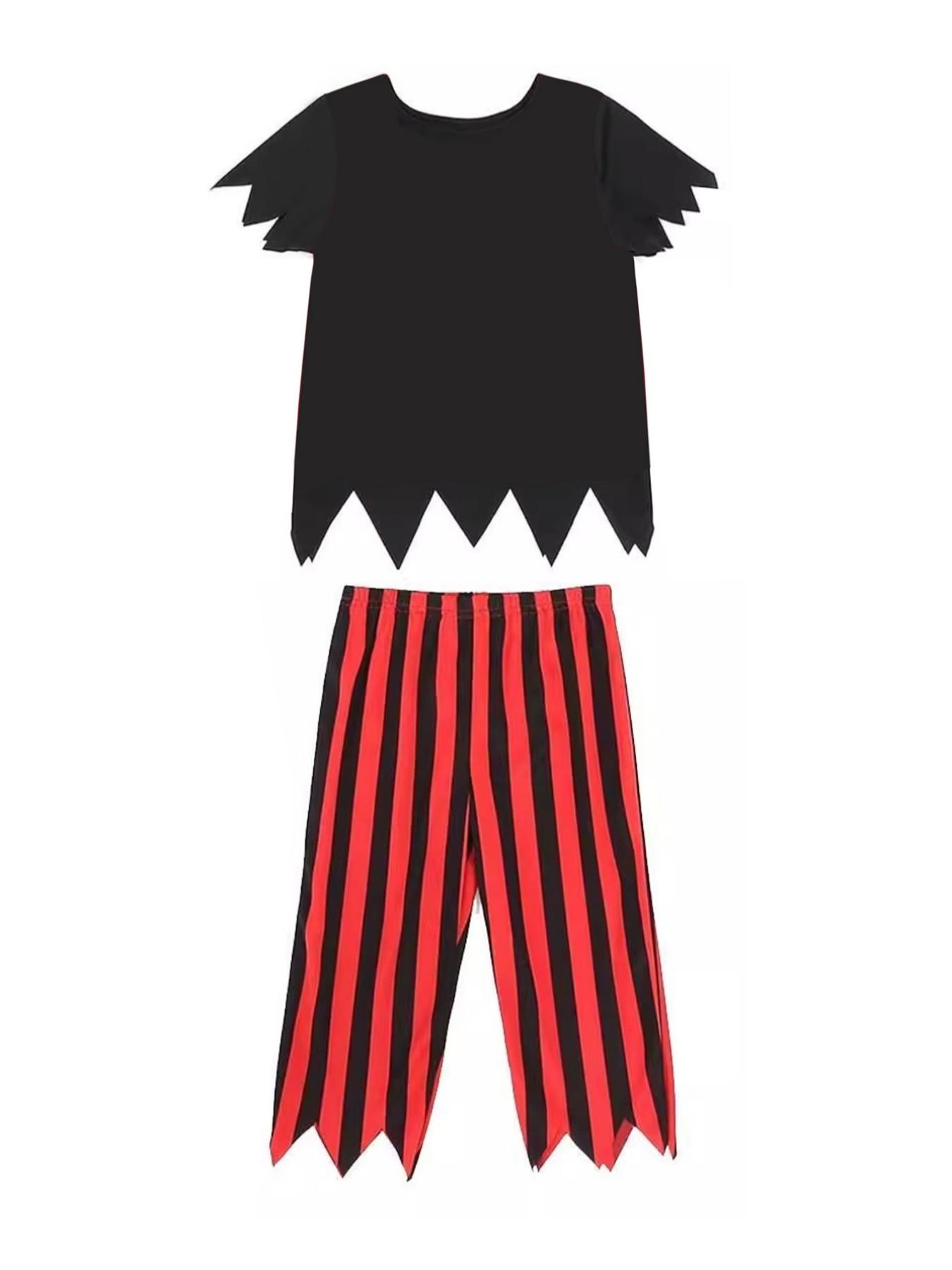 Kids Pirate Role Play Costume Set, 3-Piece Including Headband, Top, Pants, Perfect for Boys & Girls Holiday Performances