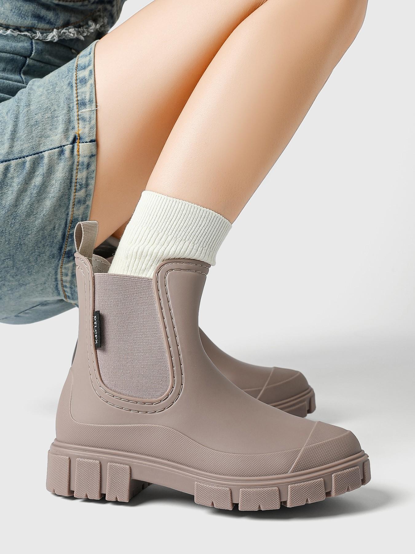 Women's Fashionable Waterproof Non-slip Rain Boots, Casual Comfortable Slip-on Boots, Perfect for Students and Outdoor Sports, Daily Wear Boots, Slip Resistant Boots, Round Toe Boot, Waterproof Footwear