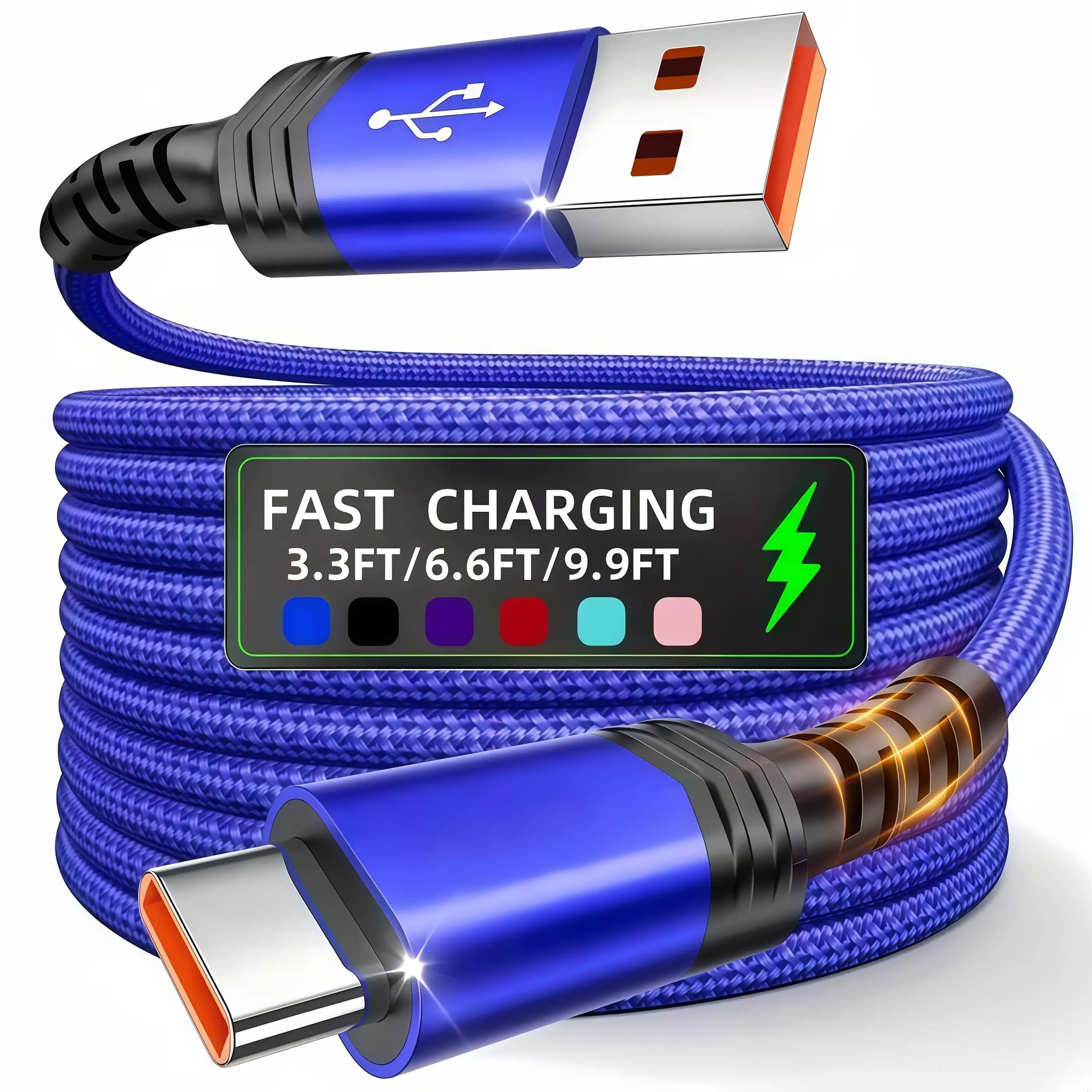 [USB-C Fast Charging] Hot New Product USB-C Nylon Braid Fast Charging Cable, Suitable For, One Plus, Xiaomi, And Other Devices, Charging Data Synchronization Cable, Support Data Transmission, Matte, 100cm / 200cm/300cm