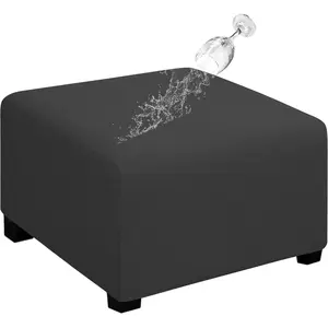 100% Dual Waterproof Stretch Ottoman Cover 40x40x15inch Square Folding Storage Stool Furniture Protector Soft Slipcover for Living Room Dark Gray
