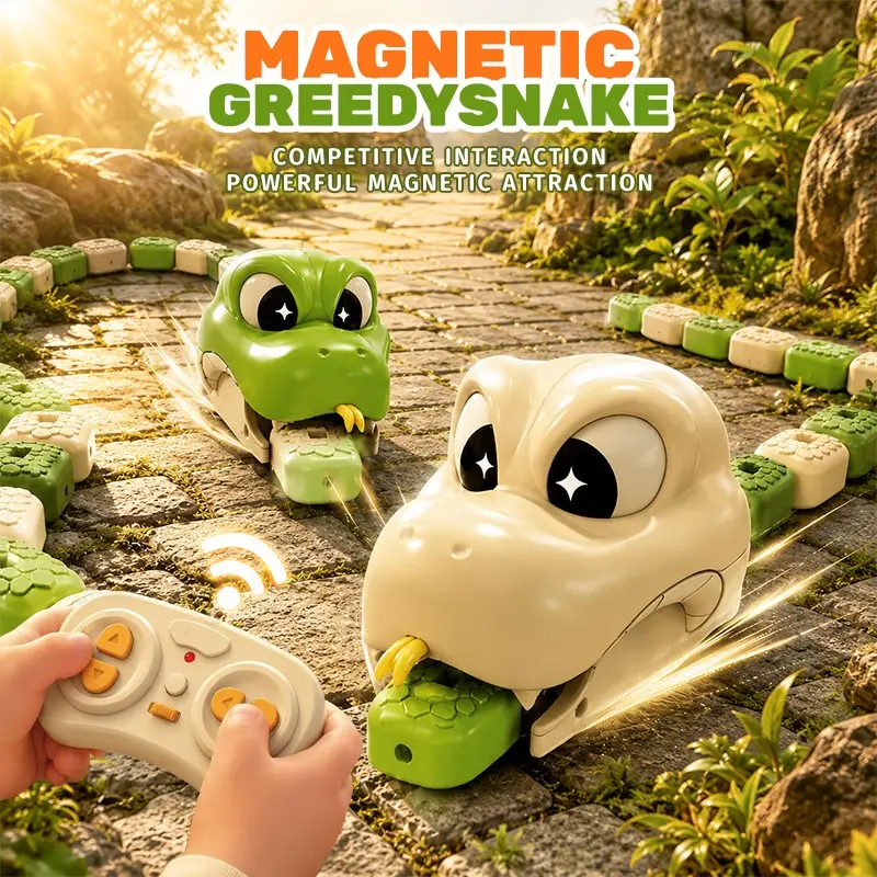 RC Magnetic Eating Snake Remote Control Car Toy Animal Greedy Bean Devouring Car Interactive Educational Birthday Gift