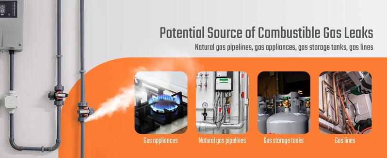 TopTes PT520A Gas Leak Detector with 17-Inch Gooseneck, Locating The Source of Propane, Natural Rechargeable Gas, and Combustible Portable Gas Leak for Home and RV (Includes Battery x3) Safety Tools – Orange