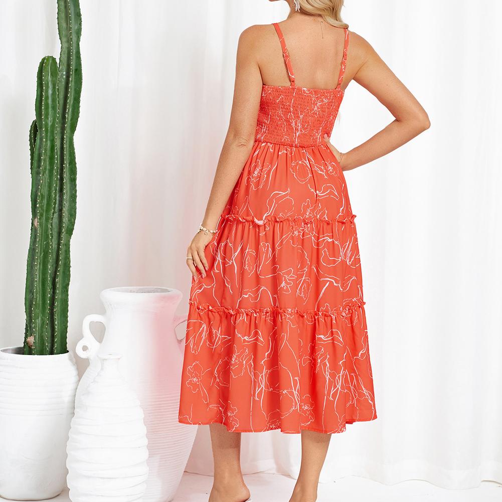 【GRACE KARIN】 Women's Summer Floral Dress Spaghetti Strap Smocked Tiered Casual Boho Maxi Long Sundress with Pockets SpringStatements