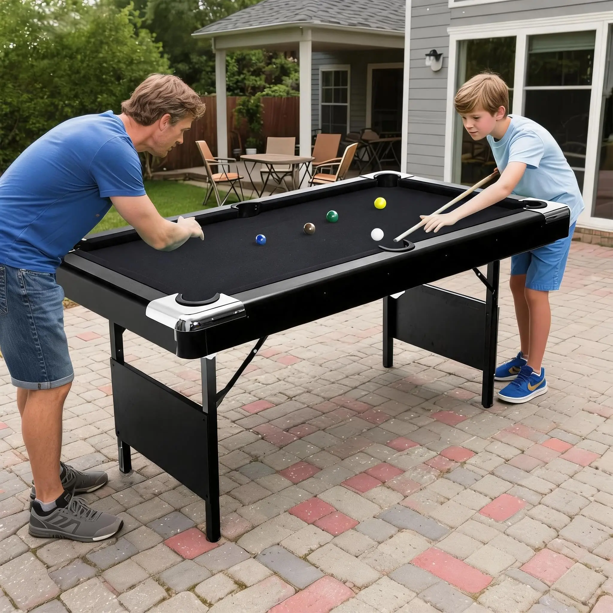 6 ft Folding Portable Pool Table and Billiards Set with Accessories – Indoor Game Table Ideal for Family Game Room, Rec Room, Basement, and Man Cave Entertainment