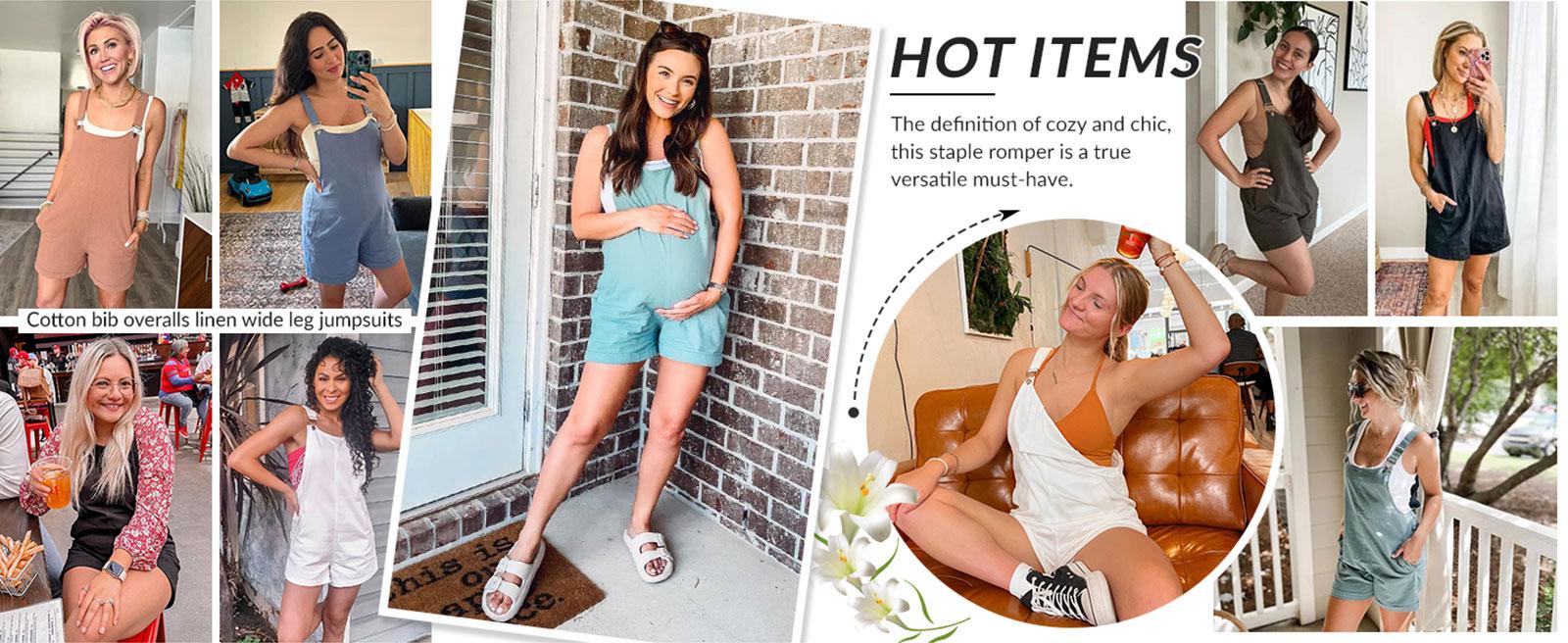 Tanming Women's Summer Bib Shortalls Casual Short Overalls Jumpsuits Rompers with Pockets and Adjustable Strap