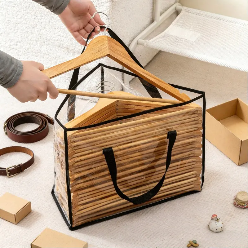 2/4Pcs Large Capacity Triangle Hanger Storage Bag Hanging Closet Organizer Multi-compartment Design With Carry Handle Space-saving Household Clothes Hanger Sorting Pouch Wardrobe Storage Accessory