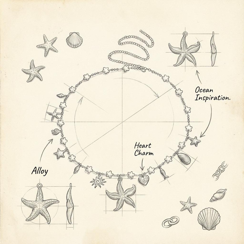 Boho Beach Style Starfish Shell Necklace, Versatile Dolphin Pendant, Perfect for Coastal Vibes, Ideal for Summer