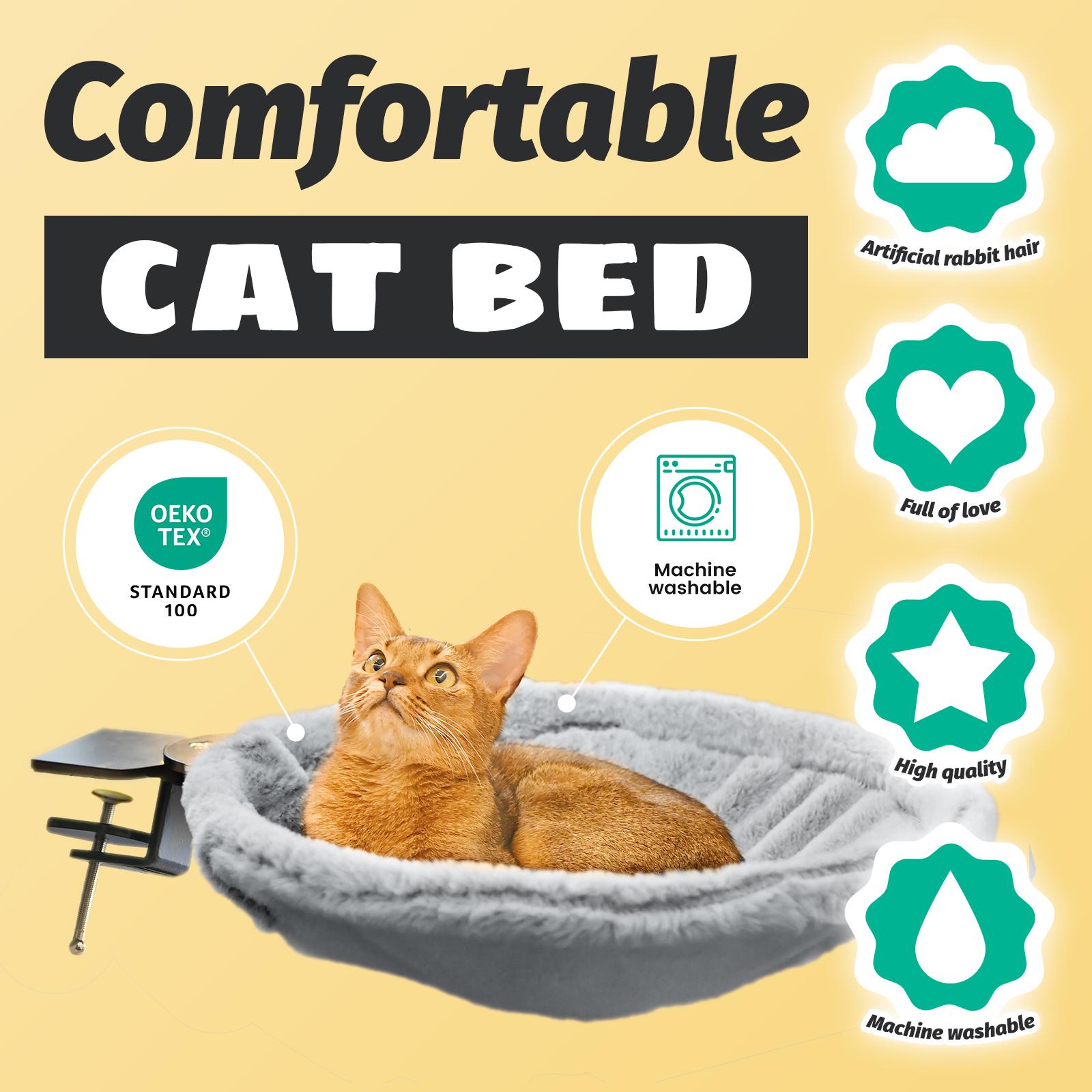 ButtonwoodNest Cozy Cat Bed Climbing Tree Removable Nest and Foldable Bed with Strong Frame Holds 30 lbs Clip-On Perch Detachable Washable Plush Bed Grey Black Cream for Desk Windowsill Bed Less than 2inches Thick - Home ButtonwoodNest Cozy Cat Bed Climbing Tree Removable Nest and Foldable Bed with Strong Frame Holds 30 lbs Clip-On Perch Detachable Washable Plush Bed Grey Black Cream for Desk Windowsill Bed Less than 2inches Thick - Home