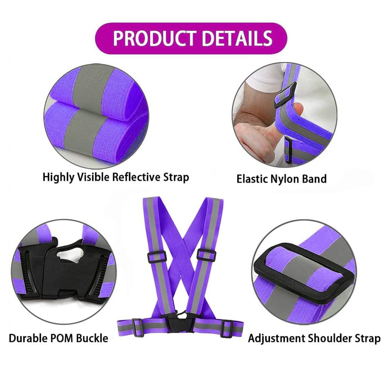 3-Piece Reflective Running Straps Set, Night Running Safety Vest, Cycling Reflective Jacket, Adjustable High Visibility Safety Reflective Vest, High Brightness Reflective Belt & Straps