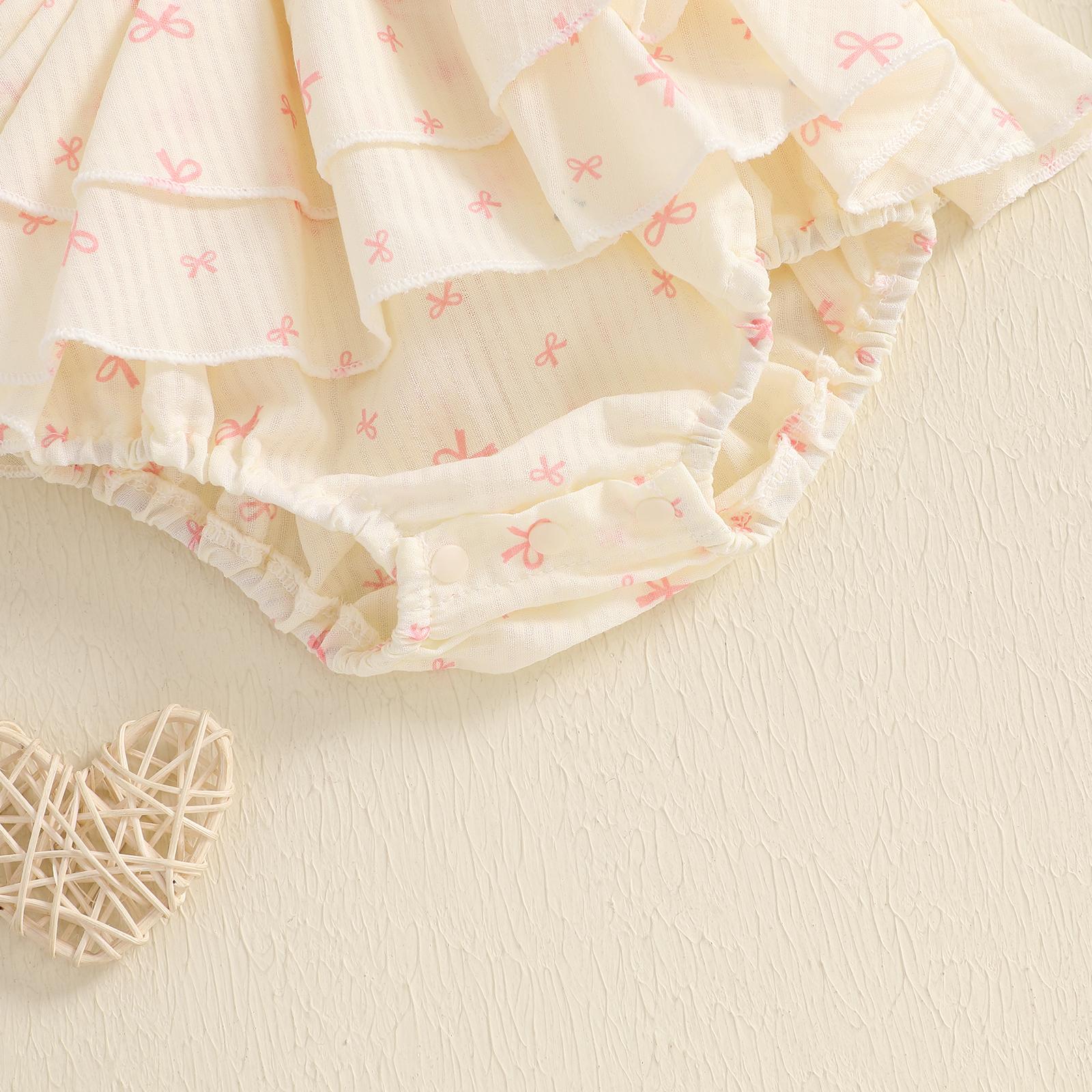 Newborn Baby Girl Summer Romper Dress Sleeveless Floral Elasticated Bust Ruffle Jumpsuit with Bow Headband Infant Summer Clothes