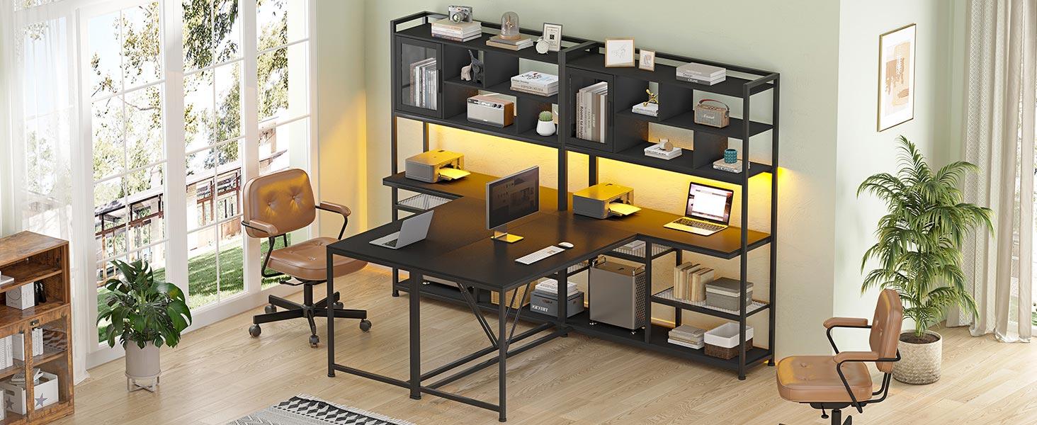 SEDETA 58-inch L-Shaped Computer Desk Gaming Table Furniture Office Organizer Keyboard Printer Modern Laptop Mouse Design