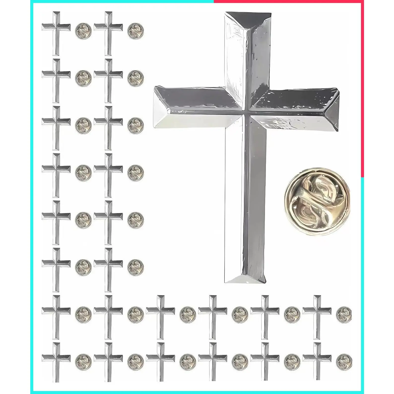 25/50/100 Pieces Silver Plated Christian Cross Lapel Pins Bulk | Chaplain Cross Brooch Pin for Funeral, Church Prayer, Religious Events