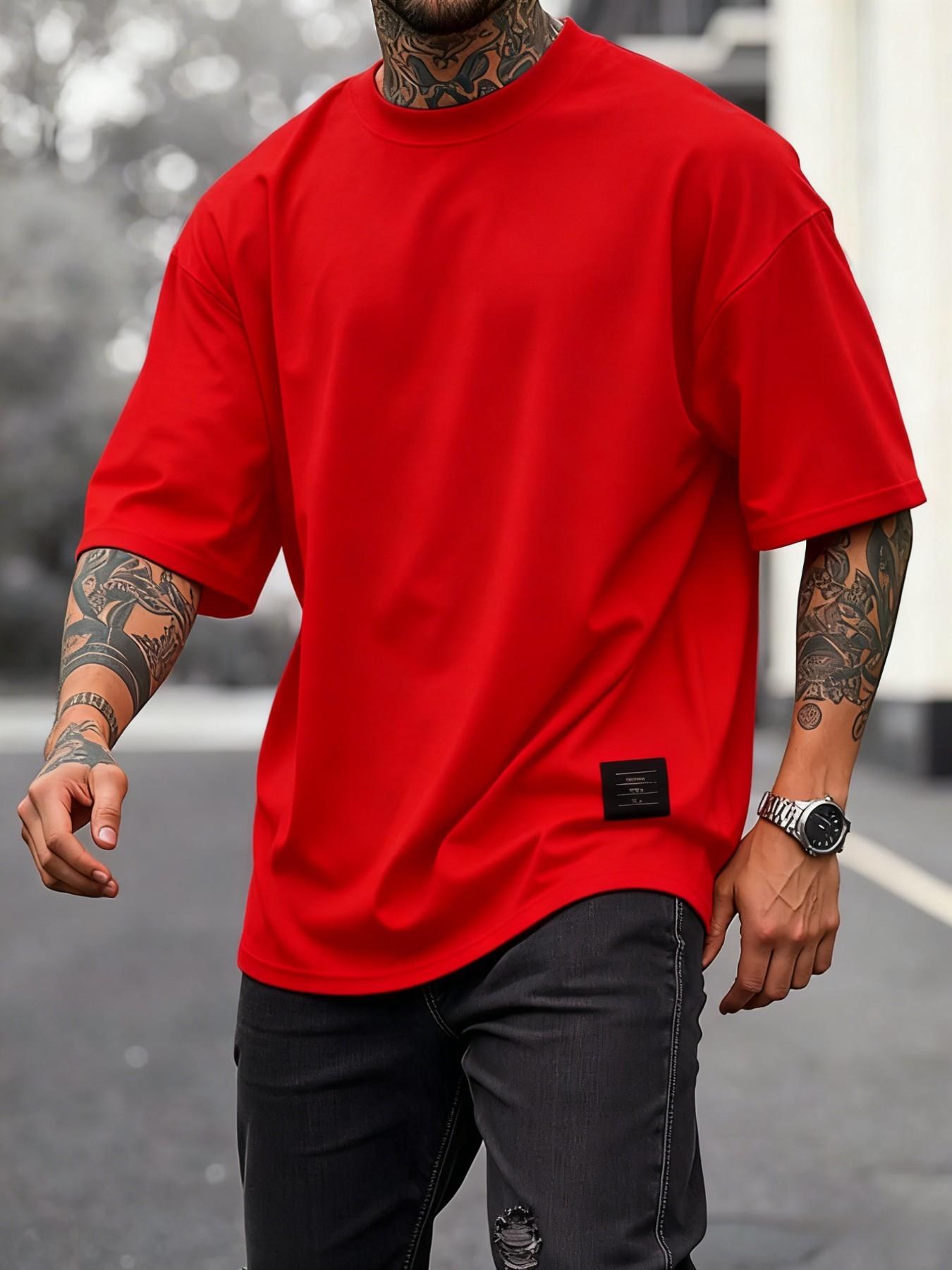 Men's Plus Size Round Neck Short Sleeve Shirt, Ultra Comfortable Everyday Wear, Casual Streetwear Oversized Style, Perfect for Daily Use