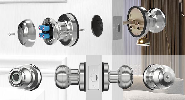 Valentine's Day Gift EUERTE Fingerprint Door Lock,Smart Fingerprint Door Knob with Lock,Biometric Door Lock with App Control & Key,Keyless Thumbprint Entry Door Lock for Bedroom,Front Door,Home,Apartment FathersDayGift