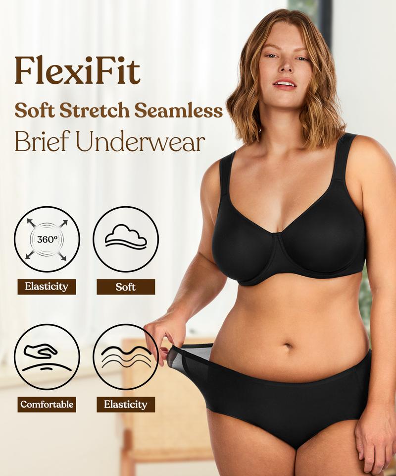 HSIA FlexiFit Soft Stretch Seamless Breathable Comfort No Show Women's Briefs Basic Casual Underwear 3 pack/5 pack Panties Womenswear