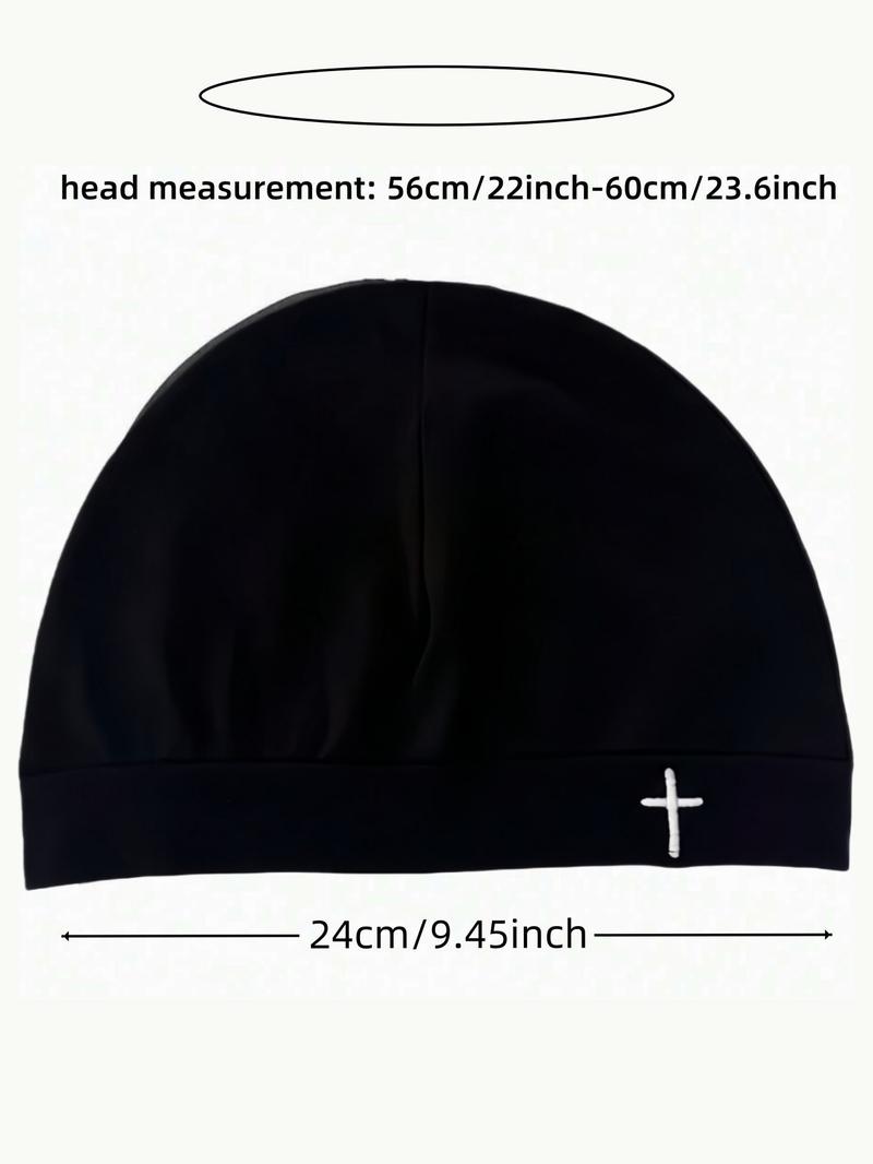 Y2K Embroidered Cross Baker Boy Hat, Unisex Sporty Outdoor Running Cap, Breathable Elastic Material, Fashion Casual Style