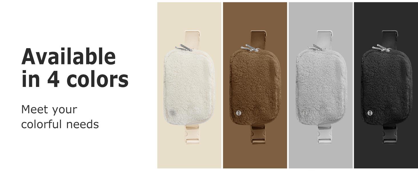 Fleece Belt Bag Sherpa Fanny Pack with Two-way Zipper, Everywhere Belt Bag for Women Men 1.5L, Fashion Waist Packs with Adjustable Belts Lightweight Hip Bum Crossbody Bags for Running/Outdoor/Dog Walking/Hiking