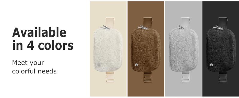 Fleece Belt Bag Sherpa Fanny Pack with Two-way Zipper, Everywhere Belt Bag for Women Men 1.5L, Fashion Waist Packs with Adjustable Belts Lightweight Hip Bum Crossbody Bags for Running/Outdoor/Dog Walking/Hiking