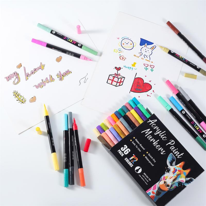 72 Color Acrylic Paint Marker Set, 36 Dual Tip Markers for Rock Glass Wood Canvas Drawing Sketching DIY Crafts Back to School Supplies 72 Color Acrylic Paint Marker Set, 36 Dual Tip Markers for Rock Glass Wood Canvas Drawing Sketching DIY Crafts Back to School Supplies