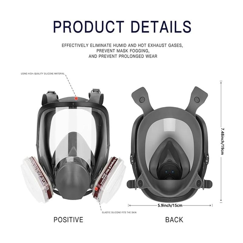 Full Face Respirator Mask, Gas Masks for Survival, Nuclear & Chemical Protection, Ideal for Asbestos, Fume, Resin, Dust & Chemicals