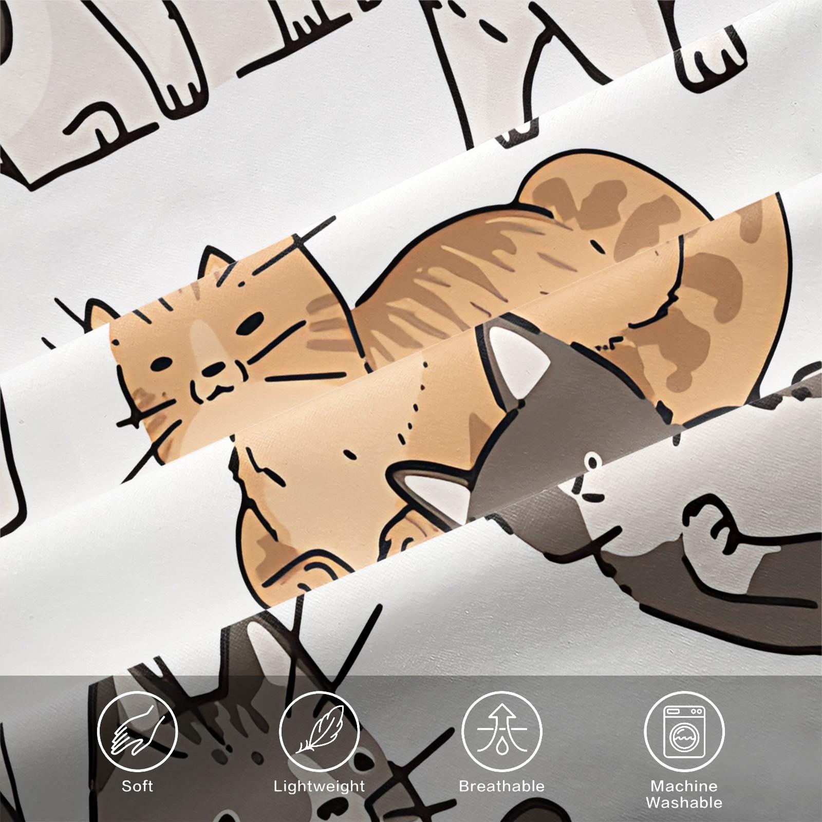 3Pcs Funny Cute Cat Digital Print Fitted Sheet Set, Cartoon Kitten Themed Bed Sheet Set, Soft Breathable Microfiber Bedding, Non-Slip All-Around Elastic, Perfect for Cat Lovers Bedroom, Guest Room, Dorm, Year-Round Use - No Filling