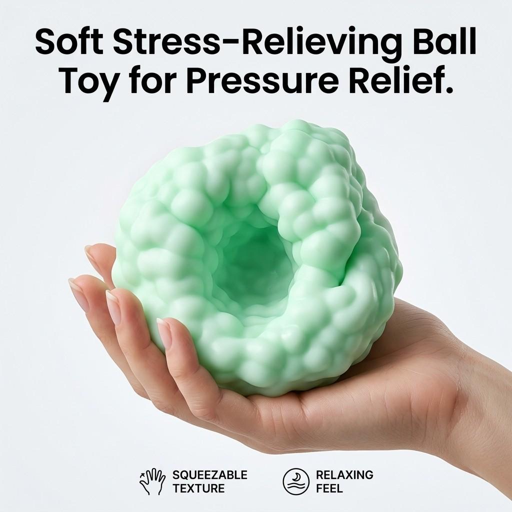 Pastel Cloud Crunchy Bead Stress Ball – Satisfying ASMR Squishy Fidget Toy for Anxiety Stress Relief, ADHD Autism Sensory, Portable Office Decompression