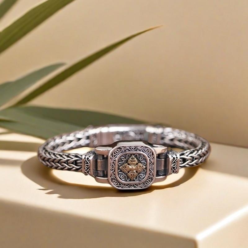 Full Silver s925 Bracelet Sterling Silver bracelet Men's bracelet can be worn open send boyfriend send dad birthday gift Silver weight 50g / 1.76oz