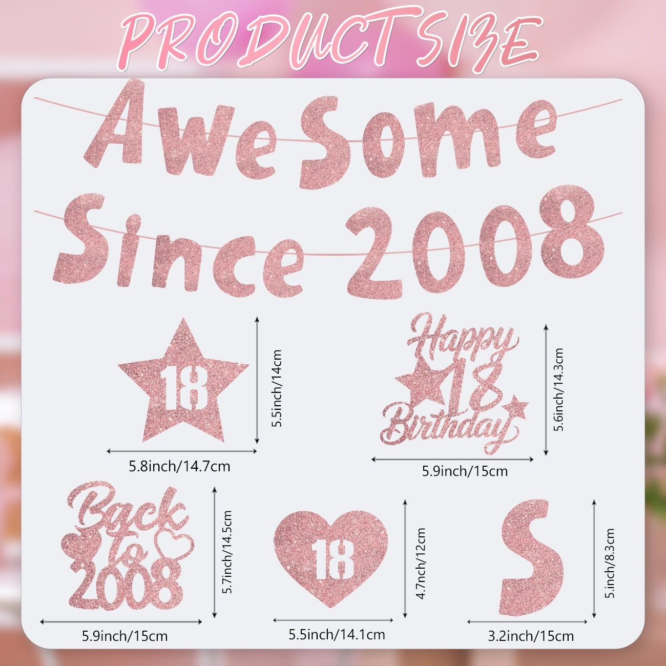 Happy 18 Year Old Birthday Decorations, Rose Banner with Hanging Swirls, Funny 18th Birthday Anniversary Party Supplies