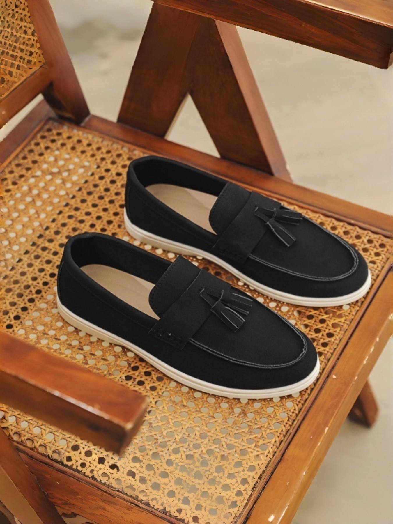 Men's Canvas Loafer Shoes with Fringe, Casual Slip-On Design, Soft Sole, Perfect for Daily Commute & Lazy Wear