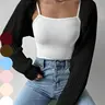 Women's Solid Long Sleeve Open Front Crop Cardigan, Casual Solid Knit Cover Up Fit for Daily Wear Holiday Vacation, Ladies Outerwear Clothes for All Seasons