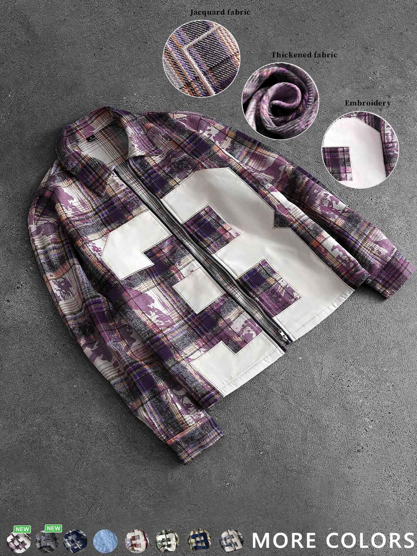Men's New Trendy Fashion Street Campus Plaid Shirt, Casual Stylish Button-Down Top, Perfect for Daily Wear and School