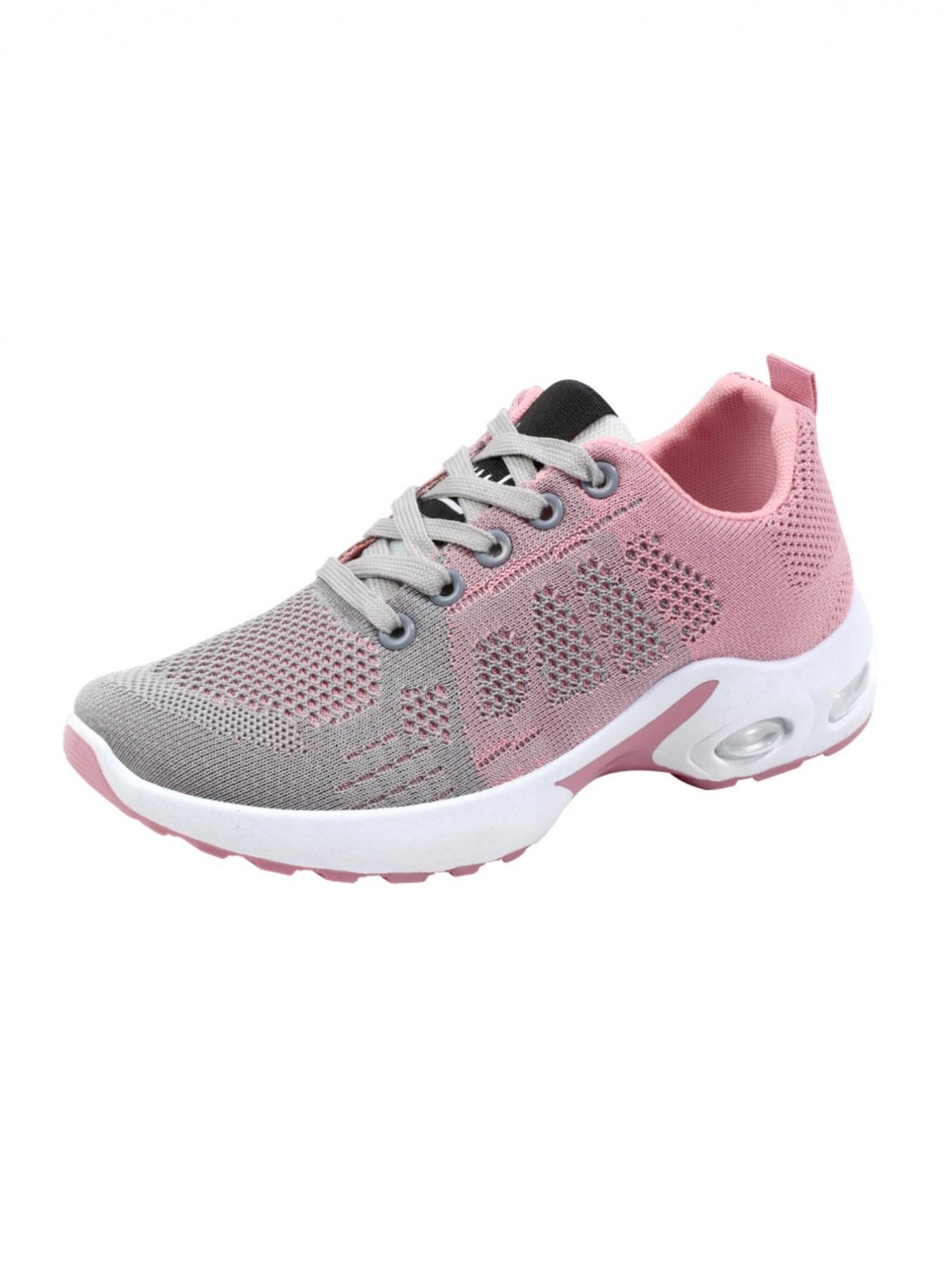Ladies' casual sports shoes, trendy woven mesh breathable sports shoes, comfortable air cushion design, lightweight rebound, multi-color splicing fashionable color collision, preferred for daily commuting light sports wear