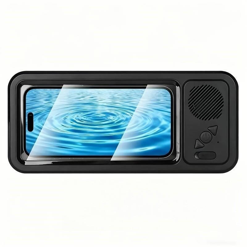Bathroom Shower Waterproof Phone Holder Bluetooth Speaker 360 Rotating Touchscreen Phone Case for Watching Movies and Listening to Music