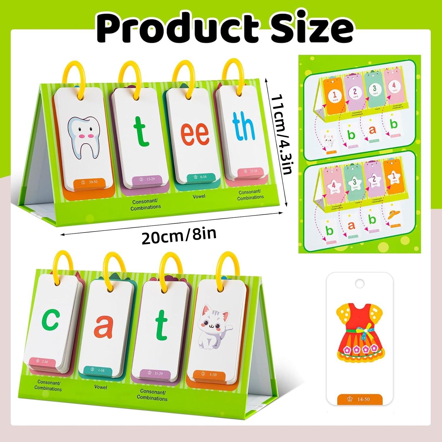 Cvc & Cvcc Words Games Phonics Flash Cards for Preschool Kindergarten, Alphabet Learning Pocket Chart, Educational Tool for Students Teachers, Flashcards Learning Alphabet