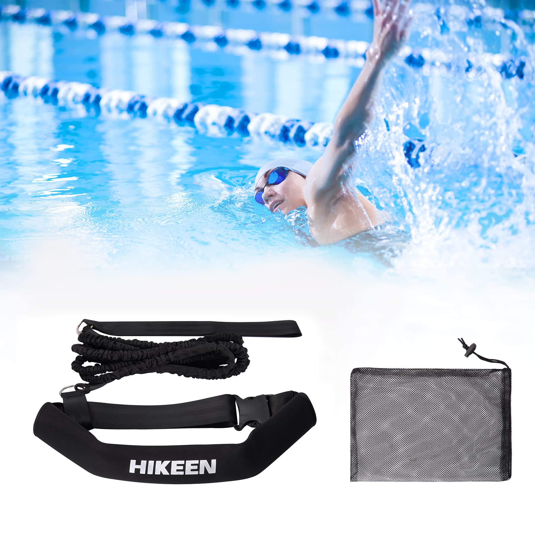 Swimming Training Belt 4M Swimming Tether Swim in Place Harness Stationary Swimming Aquatic Resistance Belt Exercise Neoprene Workout Cardio Swimming Training Belt 4M Swimming Tether Swim in Place Harness Stationary Swimming Aquatic Resistance Belt Exercise Neoprene Workout Cardio