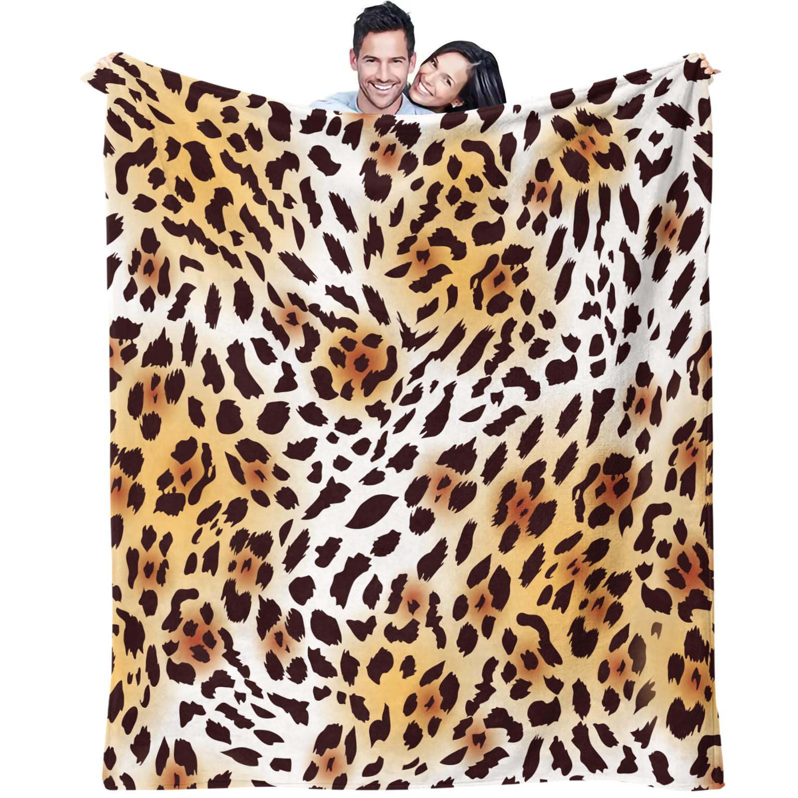 Classic Leopard Print Luxury Vintage Bohemian Throw Blanket, Soft Lightweight Multi-Use Blanket for Car, Home, Library, Office & Nap Time, Perfect Housewarming Birthday Christmas Gift