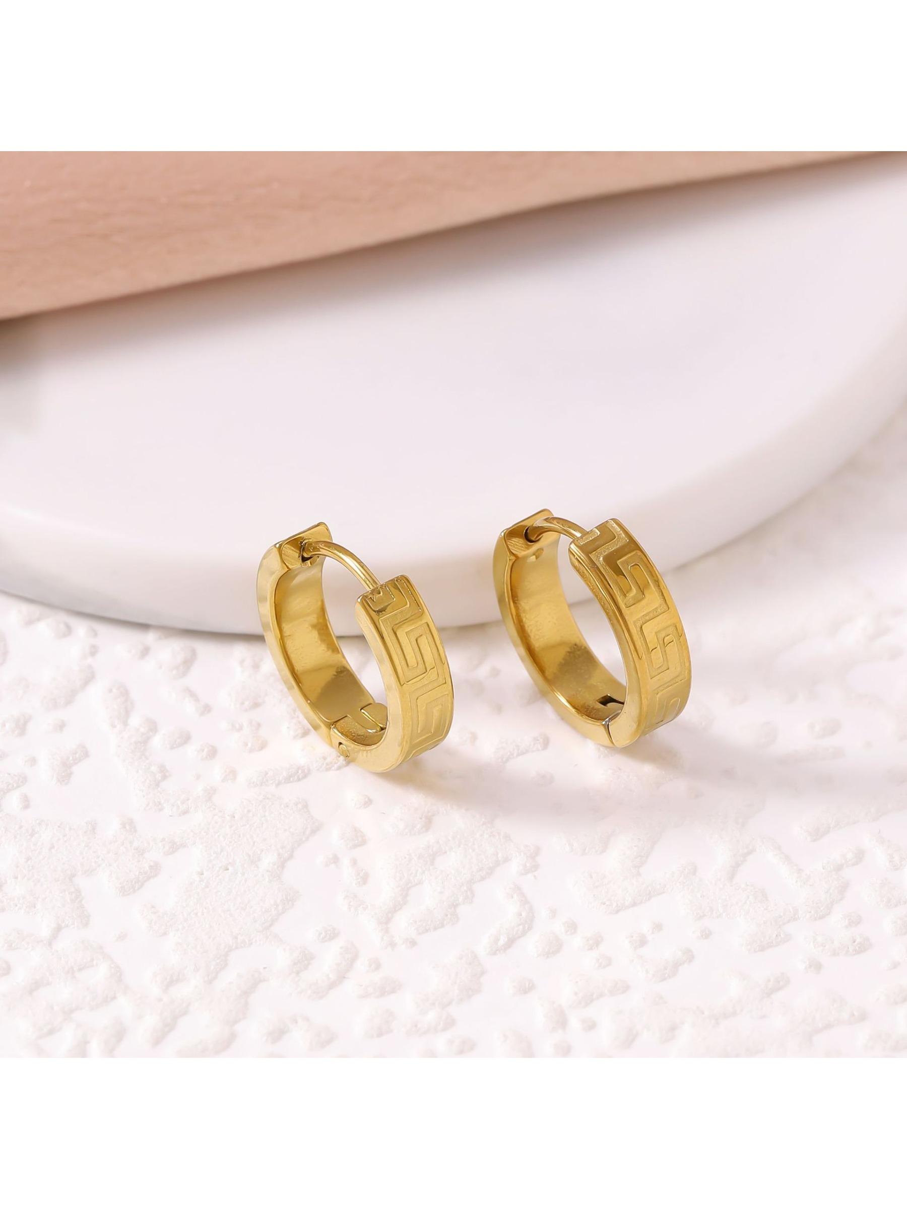 High-end Great Wall pattern three-dimensional design, versatile and trendy titanium steel ear buckles, fashionable and light luxury stainless steel earrings