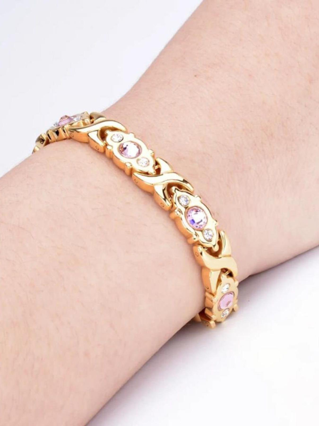 The gift for mom, energy magnet bracelet, eco-friendly alloy, adjustable ladies' wristband, magnetic bracelet, charming stainless steel bracelet, magnetic chain, pink crystal bracelet, Mother's Day gift