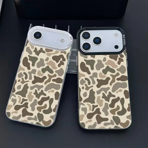 Camo Pattern Polycarbonate Protective Cellphone Case - Drop-Ready TPU, Frost Hard Back, Anti-Fingerprint Casing, Daily Protection for iPhone 10,XR,11,12,13,14,15,16,17 Pro Max Plus Air Affordable Accessory