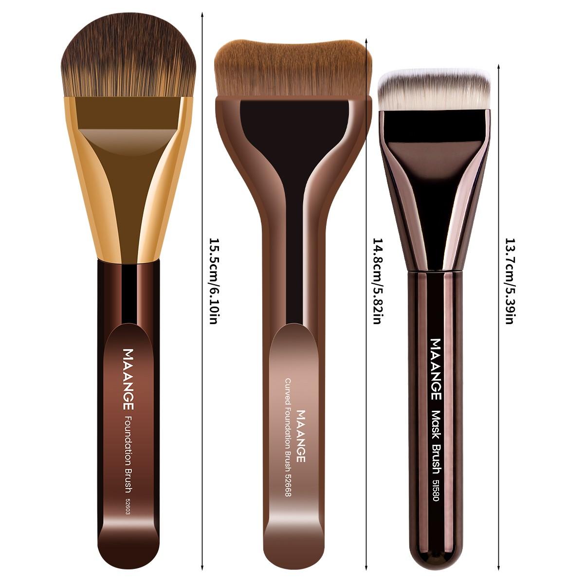 Maange 3-Piece Makeup Brush Set, Foundation Brushes, Professional Cosmetic Tools, Essential Beauty Kit for Flawless Application