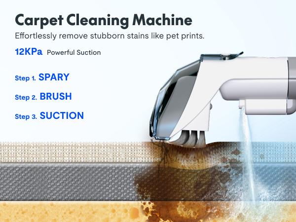 【TikTokShopBlackFriday】FlexiSpot K1 400W-12KPa Smart Portable Spot Cleaner, Handheld Carpet and Upholstery Cleaner with 6 Brushes, Large 61oz Tank, Spray & Suction Integration for Home, Sofa, Hard Floor, Car Interior, and Pet Stains