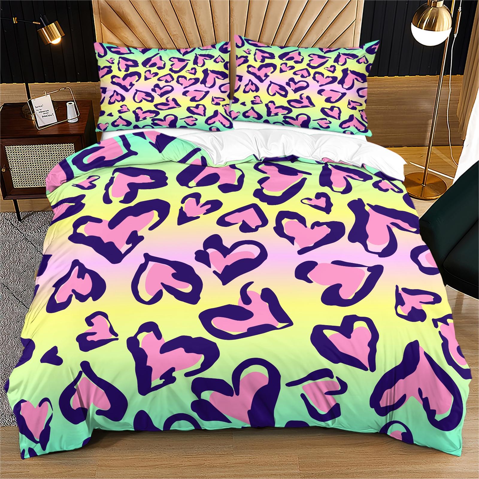 2/3 Pcs Vintage Leopard Print Duvet Cover Set (without Filling And Pillow Insert), High-Density Skin-Friendly Smooth Fabric, Deep Pocket Snug Fit, Versatile Bedding for Bedroom And Homestay