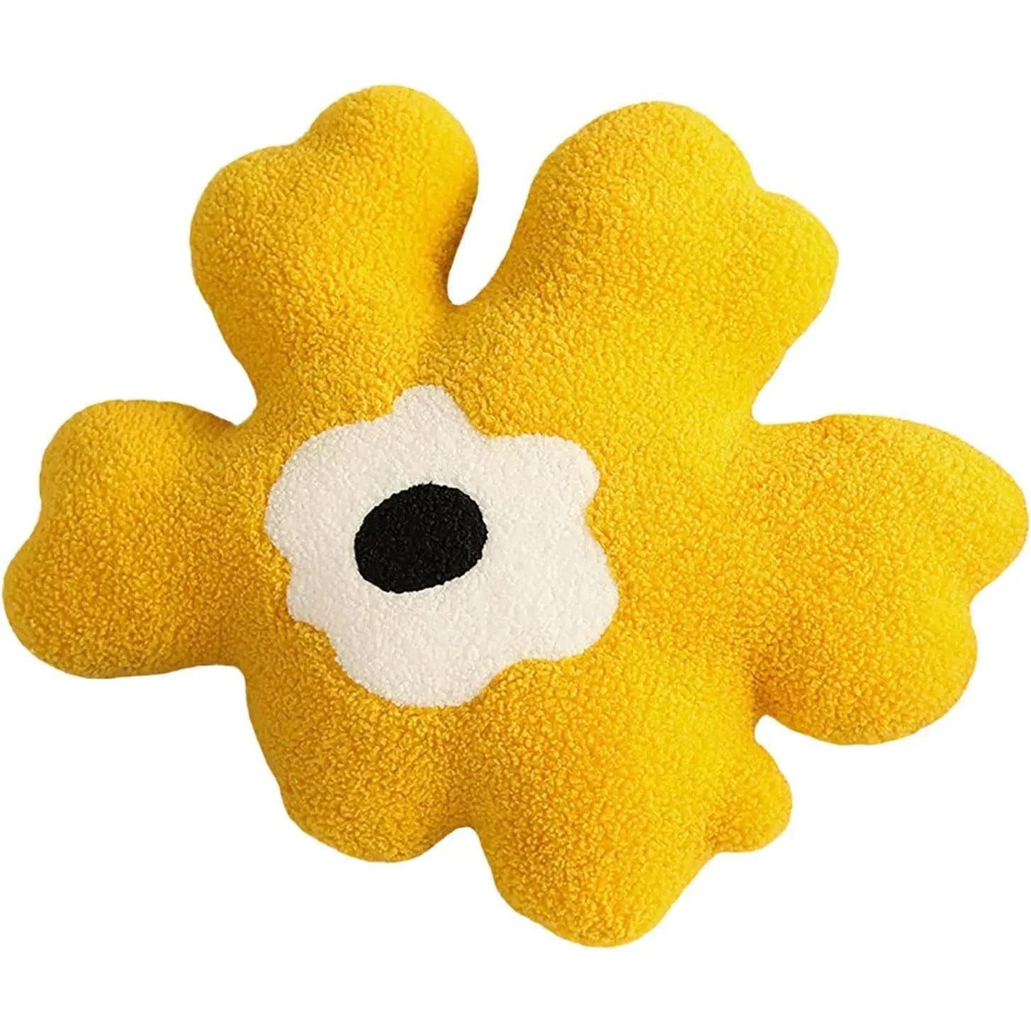 Soft Plush Flower-Form Sofa Cushion - Creative Look Yellow-White All-Match Waist & Back Pillow for Girls