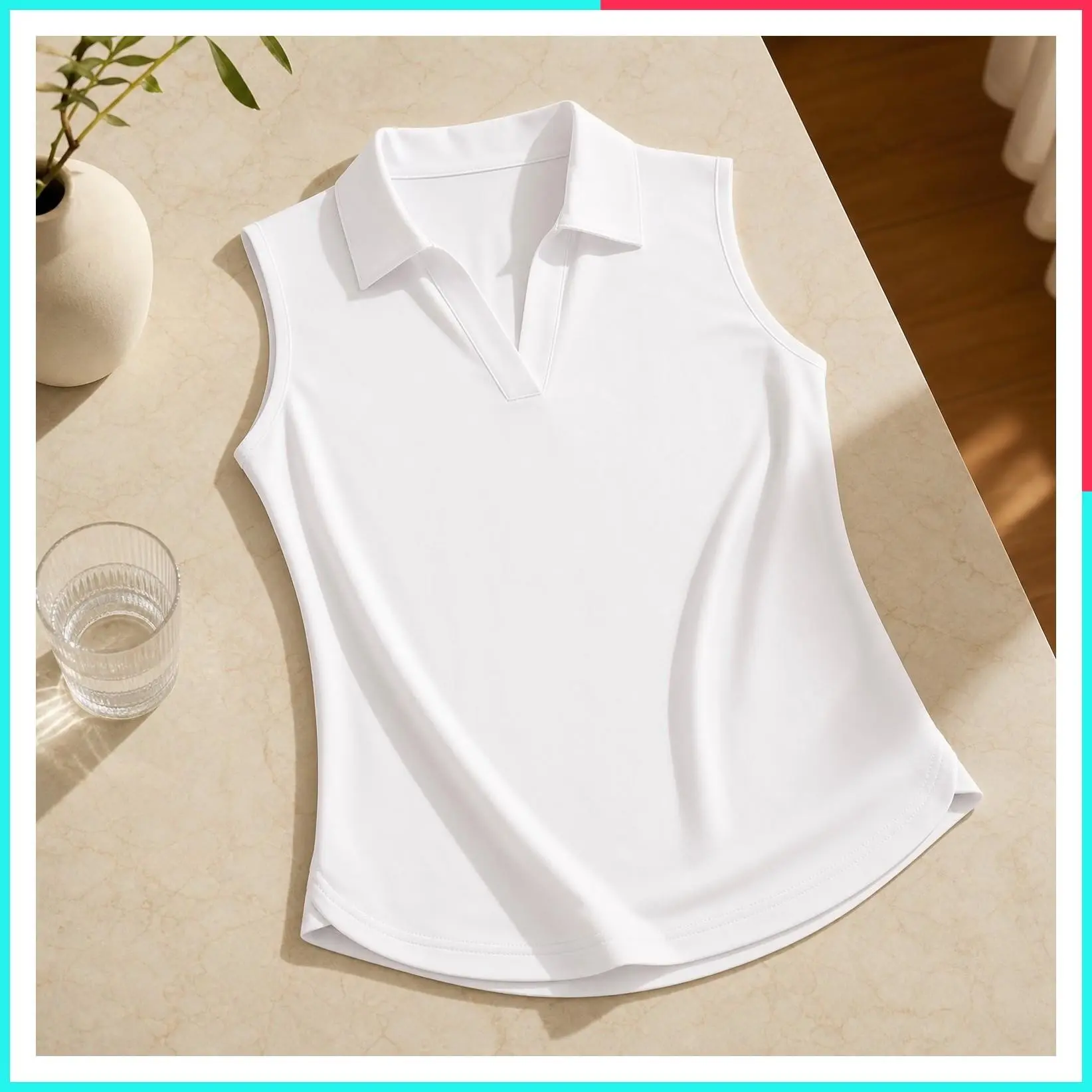Women's UPF 50+ Golf Tennis Polo Tank Top - Sleeveless Collared V-Neck Quick Dry Lightweight