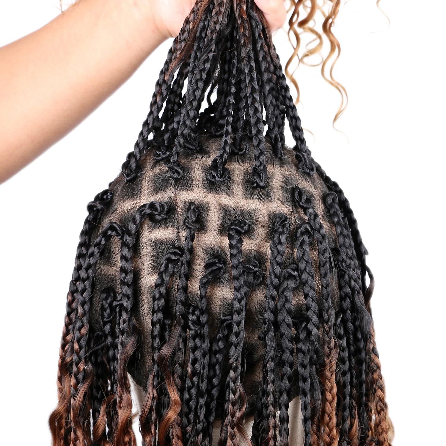 Braided Wigs for Women 16inch 13x6HD Braided Lace Front Wigs Boho Braided Wigs with Baby Hair Black Goddess Box Braid Wig Premium Synthetic Braided Lace Front Wigs
