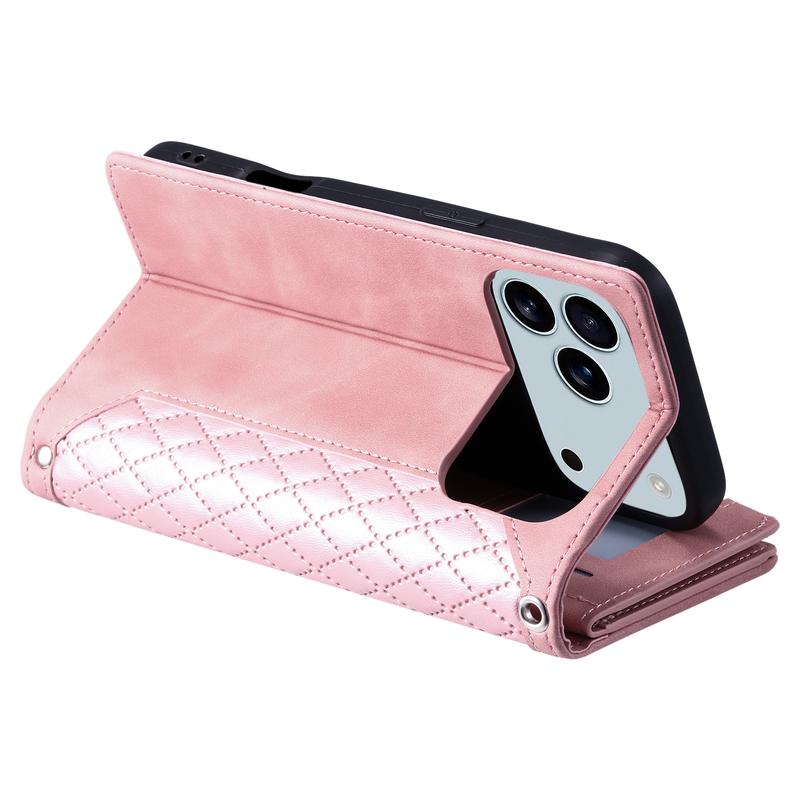 Crossbody Wallet Case For iPhone 17 16 Pro Max 15 14 Plus 13 12 Leather Phone Case with Card Holder Kickstand & Wrist Strap Cover Magnetic Closure Flip Handbag Zipper Purse Shell for Women