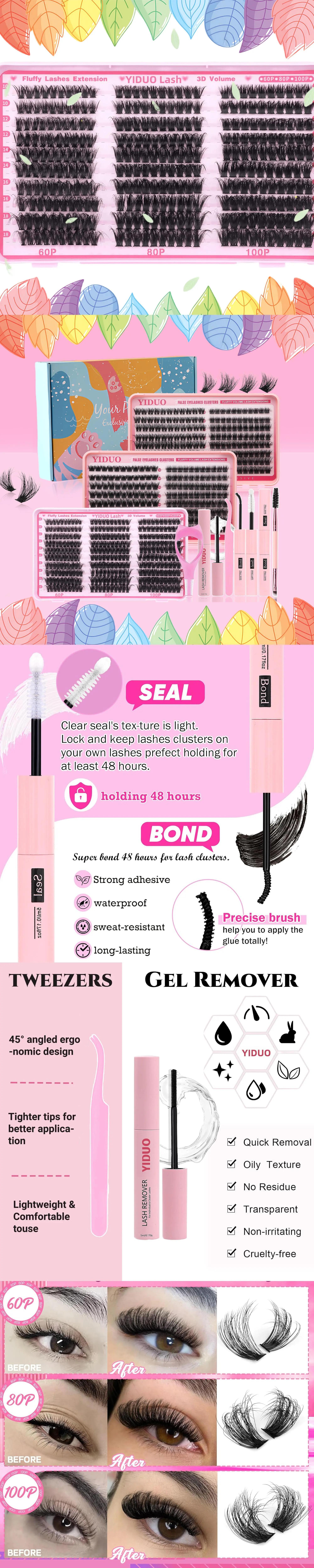 Volume False Eyelashes, 176/300/652pcs/box Individual Lashes Cluster, Natural Look Eyelash Extensions, Self Grafting Cur Eyelashes, Eye Makeup Supplies for Women & Girls, Eyelash Extensions Set, Lashes Clusters Kit #TOP PICKS