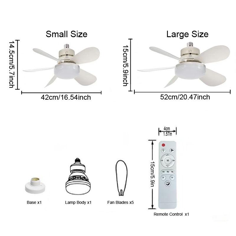 Modern E27 Screw Base Ceiling Fan Light, Quiet Wind Design, Ideal for Living Room Dining Bedroom, Energy Efficient F Rating