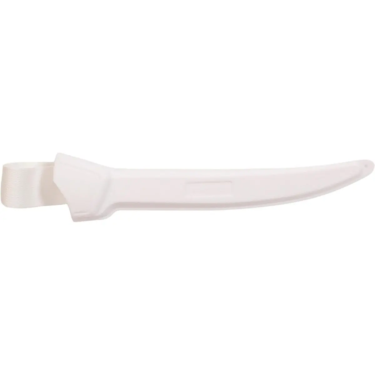 Knife Scabbard for 6-9 Inch Straight Fillet Knives, Hard Plastic Sheath with Belt Loop and Drain Holes, White Polypropylene, Chef and Fish Prep Gear, DIY Kitchen Tool Storage