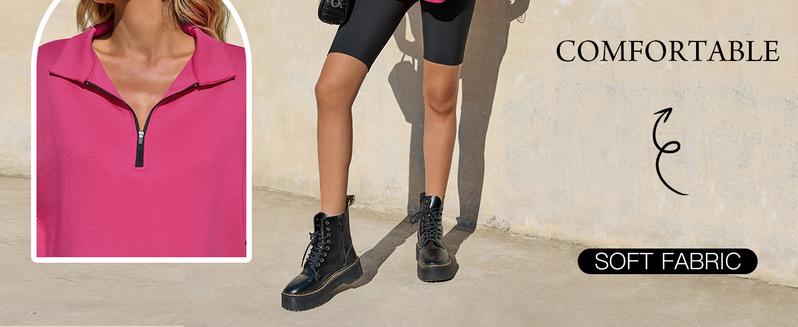 FISOEW Womens Oversized Sweatshirt Casual Zip Up V Neck 3/4 Sleeve High Low Pullover Tunic Tops Fit Hoodie y2k outfits school outfits Womenswear Black Style Zipper Basic